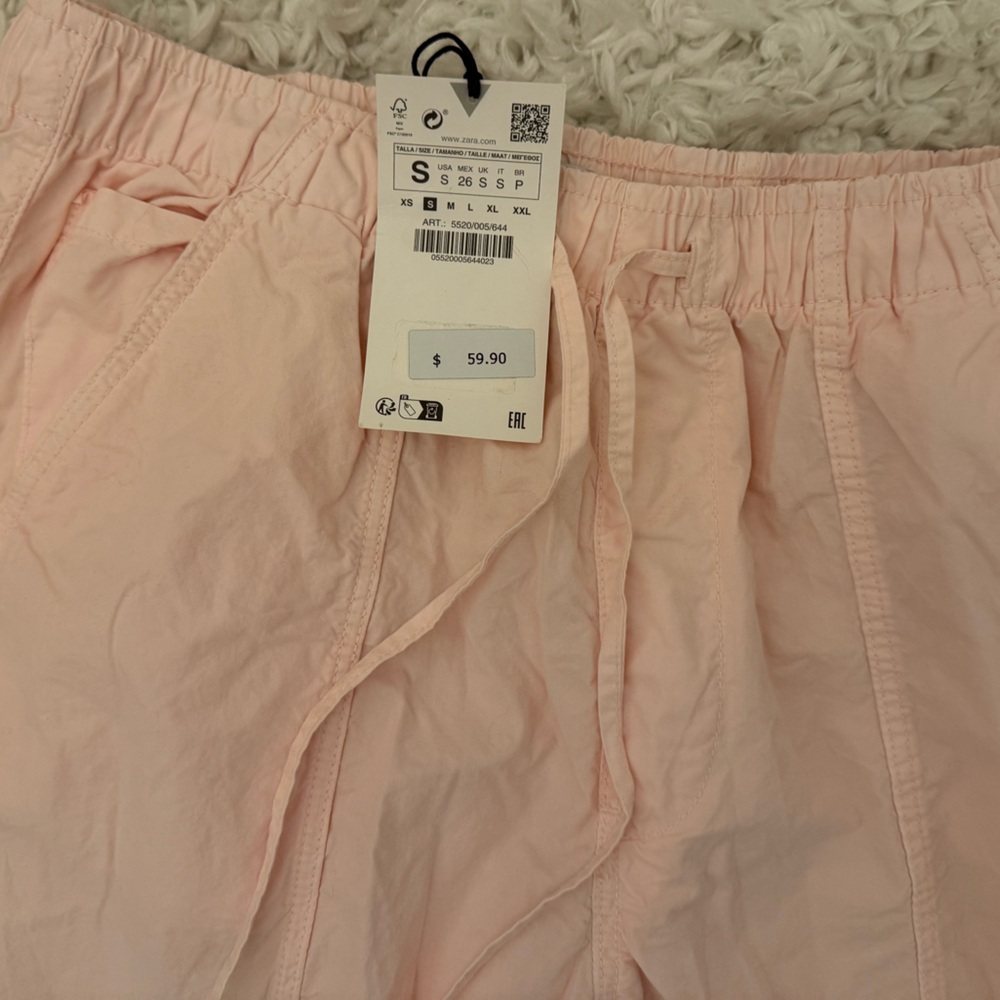 Zara Light Pink Parachute Pants / Size S - Picture 3 of 5